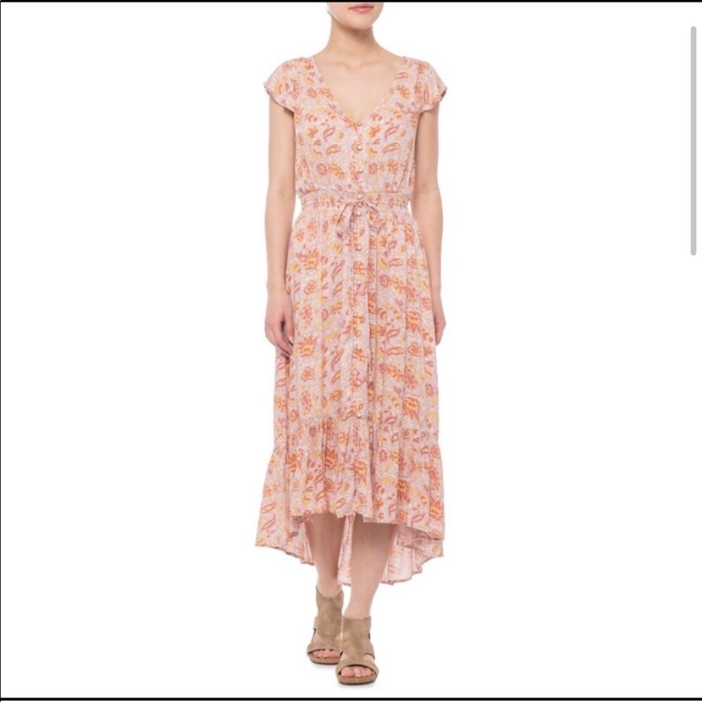 Lucky Brand Pink Floral Felice High-low Midi Dress